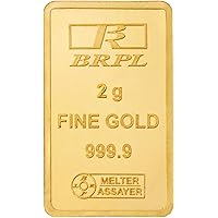 Bangalore Refinery 24k (999.9) 2 gm Yellow Gold Bar