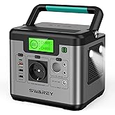 SWAREY Estación de Energía Portátil, 518Wh Generador Solar, Salida de CA de 500W (Pico de 1000W), Puerto USB-C de 65W, Baterí