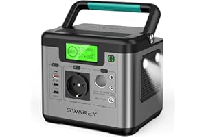 SWAREY Générateur Electrique Portable 518Wh Batterie Externe 220V Super Silencieux Sortir AC/USB/Type-C/QC 3.0 (S500(500W))