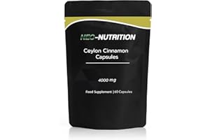 NEO-NUTRITION Cinnamon 4000mg 60 Capsules – Blood Sugar Control Weight Management – Anti-Inflammatory Ceylon Cinnamon – Vegan –No fillers or Binders