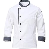 CoXuantion Chef Jacket for Men Unisex Chef Uniform Long Sleeve Lightweight Chef Jackets Modern Fit for Hospitality Kitchen Re