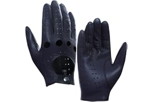 Harssidanzar Uomo guanti guida guanti di pelle di pecora sfoderato GM026D