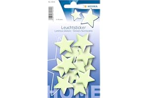 HERMA 15019 Leuchtsterne Kinderzimmer klein mini, 12 Stück, selbstklebend, leuchtende Sterne Aufkleber Wandsticker, Leuchtsticker aus Plastik zur Sternenhimmel Dekoration für Kinder Mädchen Jungen
