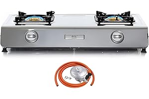 NJ THE RIGHT CHOICE NJ NSD-2 Portable Gas Hob - 2 Burner Cooking Stove LPG Indoor use (Butane 28mbar Clip-on 21mm)