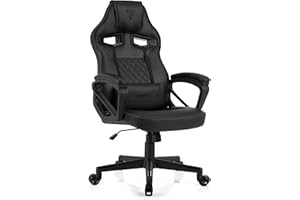 SENSE7 Silla Gaming Knight ergonómica con Cojines lumbares Ajustables, función de balanceo y reposabrazos Acolchados, Silla de Oficina de PU hasta 120kg, Gaming Chair Negro
