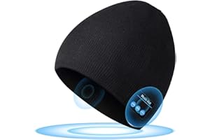 SOOFUN Bonnet Bluetooth Cadeau Homme Femme Original - Cadeau Noël Idée Cadeau Homme, Musique Bonnet Casque Stéréo, Bonnet Connecté Calendrier de l'avent Cadeau pour Action de Grâces, Noir, Taille Unique