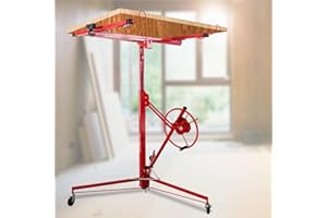 Fiqops Elevador de placas XXL de hasta máx. 68 kg, para placas de 140 – 350 cm, altura de trabajo ajustable, máx. 290 cm de ancho, color rojo