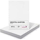 Netuno Bristol A4 210 x 297 mm 250 g White Paper Plain Rigid Paper for Crafts, Drawing, Printing, Cards, Presentations and Cr