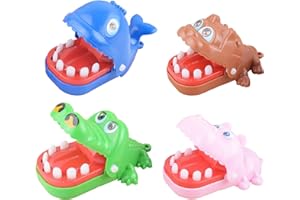 ASQzhuLIWing 4pcs Finger Bite Toy Set Crocodile Toy Classic Klassische Mundzähler Spiel Spaß Interaktives Spielzeug geeignet für Familien Eltern-Kind-Spielparty Geschenk Keychain，Zufällige Farbe