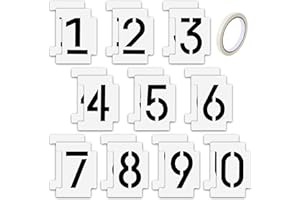 ZONON 20 Teile Randstein Schablone Set 0-9 Zahlen Schablonen Set 14 Mil Kunststoff und 4 Zoll Große Nummer mit Klebeband zum Briefkasten Adresse Malerei