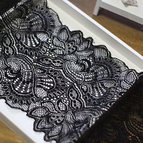 Black 3 Yards Grace Embroidered Stretch Lace Edge Trim Craft Bra Decoration 6 Inches Wide