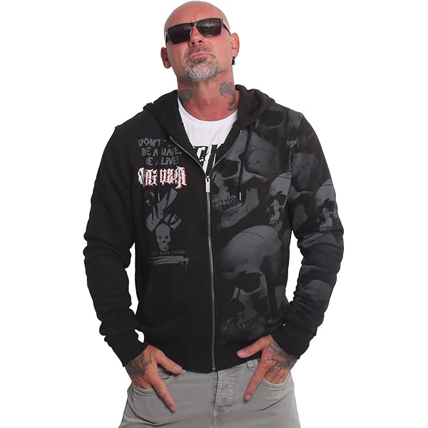 Yakuza Premium Herren Weste 3966 - Steppweste Mit Kapuze & Harlekin-Druck