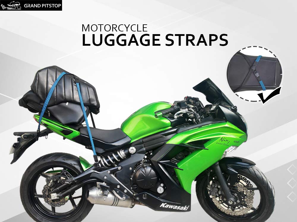 GRAND PITSTOP Motorbike Luggage Strap | (Set of 2) | Strong Elastic Bungee Cords with Hooks | Secure Cargo for Travel | Ideal for Bikes, Scooters, Bicycles | Durable & Stretchable