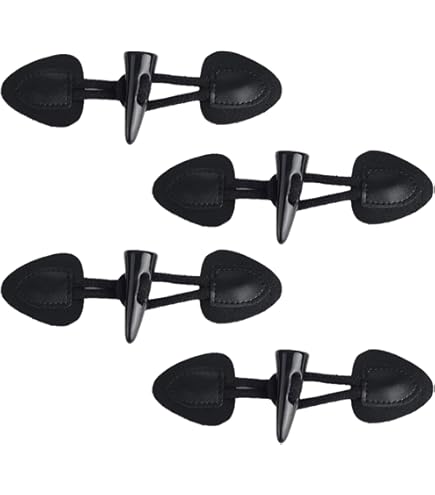 4 Paia Di Alamari In Pelle Nero 11x3.5 Cm - Bottoni A Levetta Per Cappotti, Giacche E Progetti Fai Da Te - Foto 5