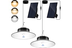 NATPOW Lampes Solaire Suspendues Détecteur De Mouvement, 3 Couleurs Lampes Solaires Extérieur, 2 Modes Réglable, AUTO ON/OFF, IP65 Étanche Eclairage Solaire pour Balcon, Terrasse, Garage, Jardin