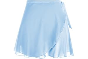 YOLEV Jupe Portefeuille de Ballet en Mousseline de Soie pour Femme avec Ceinture réglable à Nouer - Jupe de Ballet pour Femme