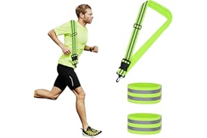 Feliciay 3pcs Reflektor Gürtel, Warnwesten Einstellbar Reflektierende Gurt, Elastische Reflektierendes Armbands,High Visibility Sicherheitsausrüstung für Jogging Reiten Gehen