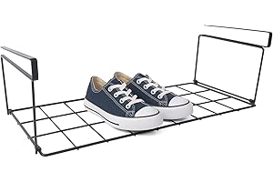 ZoeQide Estantería colgante de metal negro – Estante inferior colgante cesta 40 × 20 × 12,5 cm sin taladrar, cesta de almacenamiento para colgar debajo del armario o estante, organizador de cocina