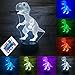 Produktbild 3D Lampe Optische LED Täuschung Nachtlicht,7 Farbwech mit Acryl Flat & ABS Base & USB-Ladegerät ändern Berühren Sie Botton Schreibtisch lampe Tischleuchte (Dinosaurier)