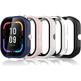 Bigqin 5 Pieces Case Compatible with Amazfit GTS 4 Mini, Screen Protector Compatible with Amazfit GTS 4 Mini- Transparent/Bla