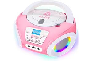 KLIM Candy Lecteur CD Enfant - Nouveauté - Radio FM - Piles incluses - Lecteur CD Radio Rose Mignon avec Haut-parleurs - Le Cadeau Parfait pour Les Enfants et Les Tout-Petits - Rose