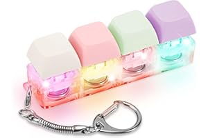 BTFO Fidget-Zabawka z Klawiatura dla Doroslych, Breloczek z Klawiatura Fidget ze Swiatlem LED Klawisz Fidget Clicker Zabawny Zabawka z Guzikami do Dekompresji Dekoracja (Kolor B)