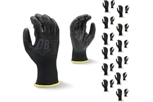 Durabull Protective Work Gloves.12 Pack. PU Coated. CE Grade Multi Purpose Gloves. Safety Working Gloves for Construction, Gardening, Mechanic etc. Strong Grip. Wear Resistant Protective Work Gloves.