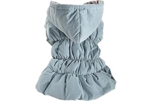 DHGTEP Hund Fleece Mantel mit Kapuze Warmes Kleid Winter Welpe Hund Jumpsuit Floral Rock Hund Katze mit Kapuze Chihuahua Yorkie Kleidung (Farbe : Blau, Größe : S)