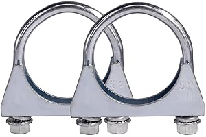 KRTOPO 2 Piece Car Clamp M8 Pipe Clamp Ø52 mm Special Clamp for Exhaust Pipe U-Shaped Galvanized Pipe Clamp (52mm)