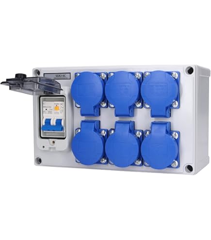 KESSER® Prise De Jardin Aspect Pierre Avec 4 Emplacements, Piquet De Terre Fourni, Prises Multiples à L'extérieur Avec Câble De Rallonge De 3 M | Prises Extérieures IP44 étanches | Anthracite