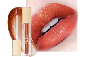 Oulac Lucidalabbra Glitterato Lucido - Idratante Lucidalabbra Trasparente 3D Rossetto Liquido Brillantinato Lucidalabbra Lucido | Infuso con Estratto di Fiori di Rosa Damascena, 4,5ml, C02