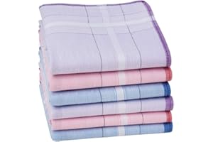 HOULIFE Fazzoletti da donna in puro cotone pettinato, 3 colori per uso quotidiano, 6/12 pezzi, 28 x 28 cm, regalo di Natale Misto di 6 pezzi. Small