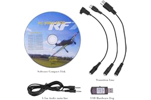 Alomejor USB Flight Simulator, 22 en 1 RC câble adaptateur USB Simulateur de vol pour Realflight Phoenix/XTR/G4/G5/Aero Fly/FMS