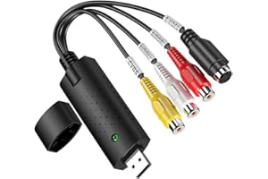 REDGO [Updated Chip] VHS to Digital DVD Converter Adapter for Win 10, Video Audio Capture Card Grabber Recorder Device Support Windows 10 8 7 XP VISTA PC Convert Analog Video to Digital Format (black)
