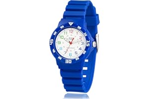Juboos Kids Watches,Children Analogue Quartz Watch for Boys Girls Kids Waterproof Time Teach Watches, Light Dial Soft Band Wrist for Kids Sport Outdoor Wrist Watches 7-16