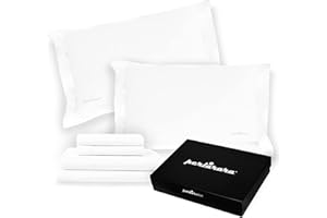PERLARARA Completo Lenzuola Matrimoniali Cotone Percalle Maxi Bianco, Completo Letto Tinta Unita, Set letto Lenzuolo sopra + sotto con angoli + 2 federe con volani