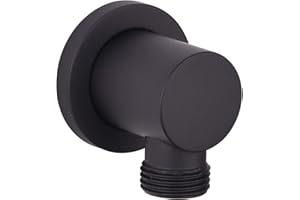 Keenware KSA-186 Lunar Luna Brass Shower Round Wall Elbow Outlet, Black