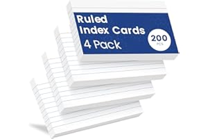 RONEKY Flash Cards A6（10.2x14CM） Revision Cards, 200 PCS Index Cards, Double Sided Ruled Flashcards, Flash Cards Revision, Recipe Record Study A6 Cards White for Office Home School