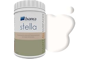 Bianca Stella Vernice per mobili premium senza carteggiatura per cucina e bagno, Bianco avorio, Lucido, 1000ml, a base acquosa, vernice acrilica per tutte le superfici, legno, piastrelle, metallo