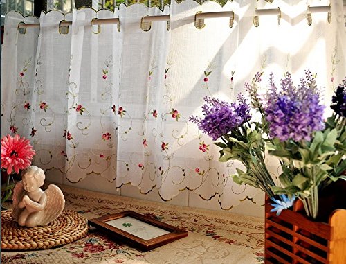 La Rose broderie fenêtre étages Blanc weavy Cafe curtai, 23x29 pouces