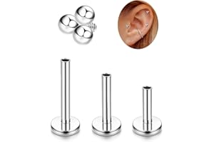 Adramata G23 Titanio Piercing Oreja Tragus Labret Roscado Interno Labio CZ Hipoalergénico Medusa Pendiente Pequeño Conch Helix Oro Plata