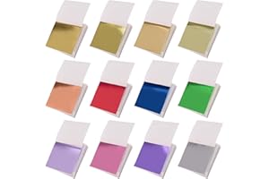 KIRIN 600 Blatt 12 Farben 8.5 x 8 cm Blattgold Imitation Blattgold zum Basteln Schlagmetall Kunstprojekt Vergolden Kunstprojekt, Handwerk Dekoration Möbel Dekoration DIY