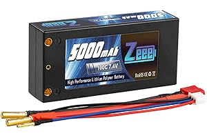 Zeee 2S Lipo Battery 5000mAh 7.4V 100C Hard case Shorty Battery with 4.0mm Bullet to T plug for RC Car RC Truck RC Auto Boot Helicopter LKW Truggy RC Hobby