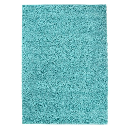 Teppich Shaggy Hochflor Einfarbig Flokati für verschiedene Zimmer Günstig Angebot Türkis 70×140 cm - 2