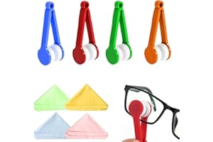 WVRLY 4 piezas herramienta de limpieza de gafas con 4 piezas de paño de limpieza de microfibra portátil clip de limpieza de gafas mini limpiador de gafas de sol kit de limpieza de lentes cepillo suave