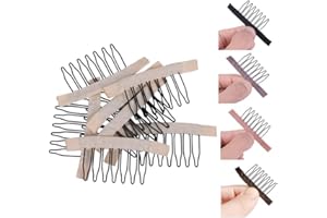 YANTAISIYU 24 pezzi parrucche Clips Wig Clips Combs per parrucche denti in acciaio pettini per parrucche cappelli accessori per parrucche strumenti (biondo)