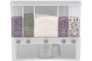 FUROMG Dispensador de cereales para cocina, 5 compartimentos, 10 L