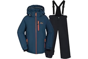 SMONTY SNOWER Jungen Schneeanzug mit abnehmbarer Kapuze, Skianzug, extra warm, Winteranzug