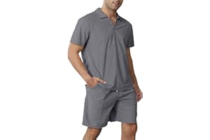 Halfword Zestawy dresów męskich joggingowych polo z krótkim rękawem zestawy na co dzień plaża wakacje dres do biegania sport