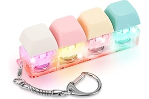 BTFO Fidget-Zabawka z Klawiatura dla Doroslych, Breloczek z Klawiatura Fidget ze Swiatlem LED Klawisz Fidget Clicker Zabawny Zabawka z Guzikami do Dekompresji Dekoracja (Kolor A)